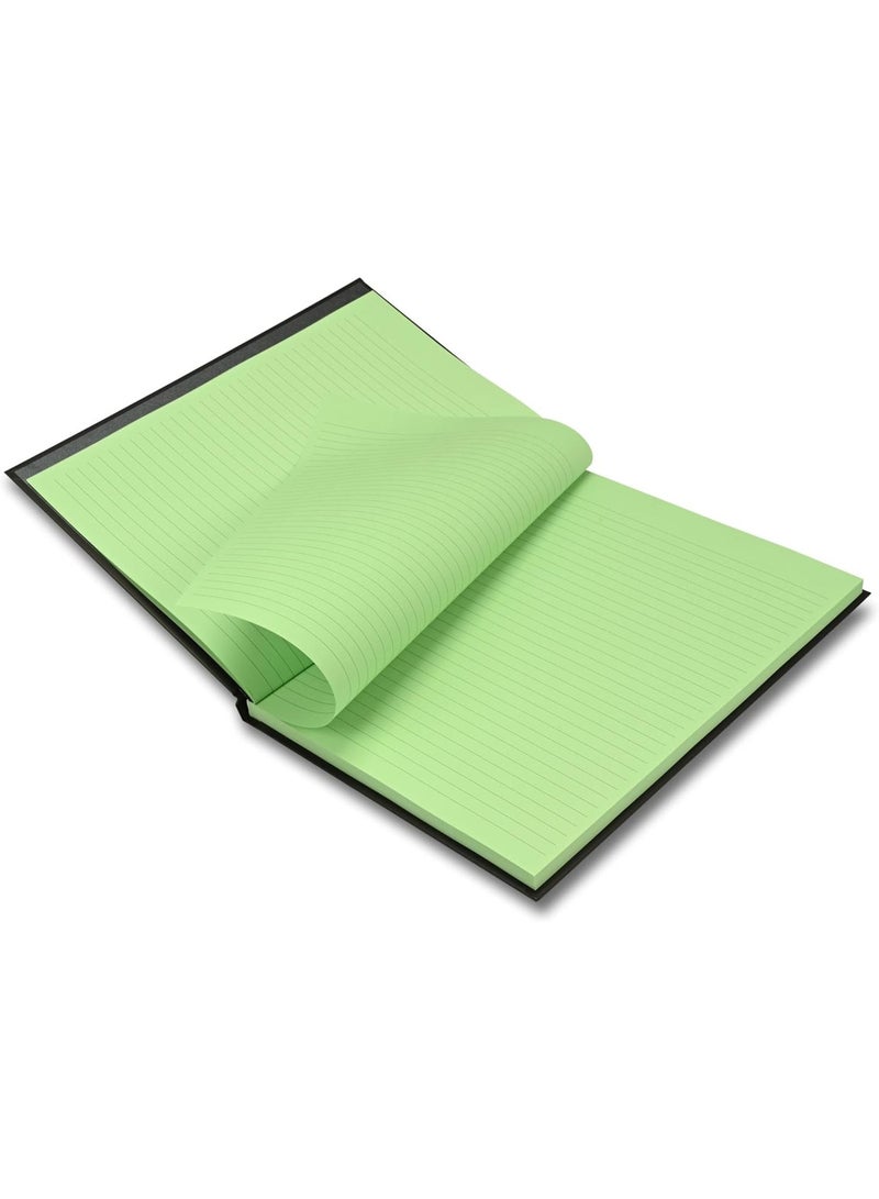 FIS Hard Cover Notebook, Glued Binding, A4 Size(210x297mm), 96 Sheets, 192 Pages, Pastel Green Color Paper with 8mm Single Line Ruling, Packet of 5 Pieces, Black Cover Design-FSNBA4SL96PGR - Image 5